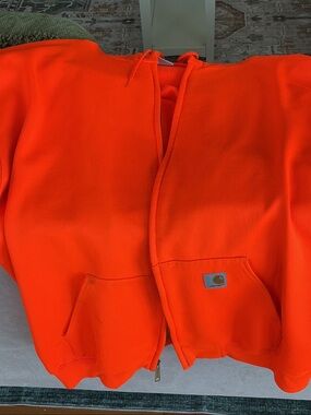 Carhartt High-Visibility Orange Hooded Zip Jacket